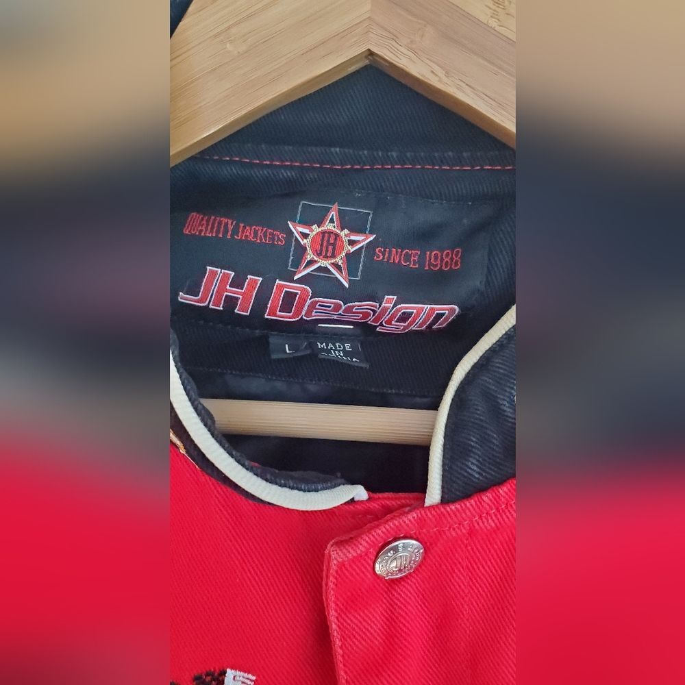 Budweiser JH Design Vintage Red Racing Jacket Size Large - Picture 7 of 9